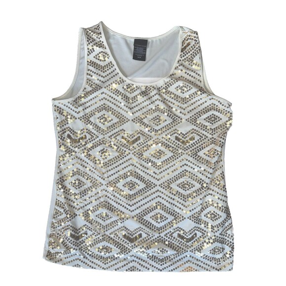 Covington Tops - COVINGTON Sequin Front Sleeveless Blouse Tank Top Size Medium
